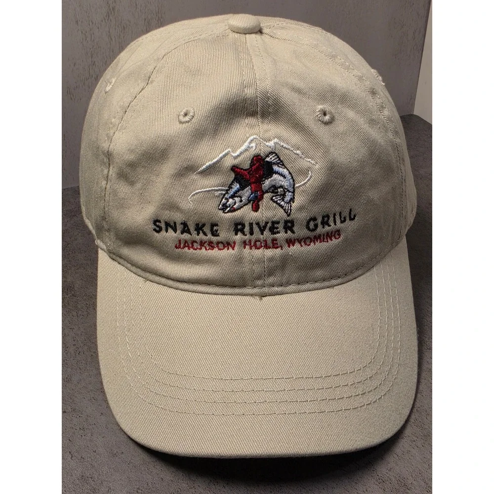 Outdoor Cap Snake River Grill Jackson Hole Wyoming Tan Fishing Dad Hat Hat